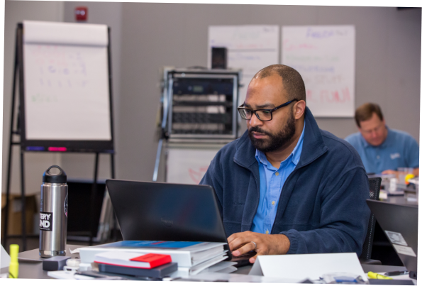 Man studying for AV information