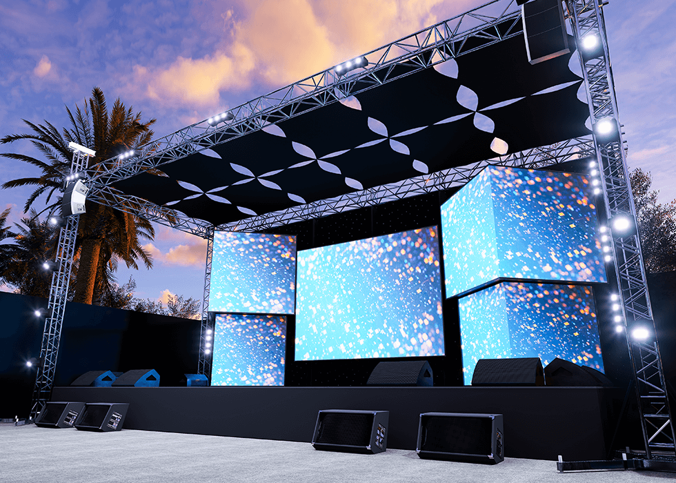 chip_on_board_LED Stage at music festival with LED screens