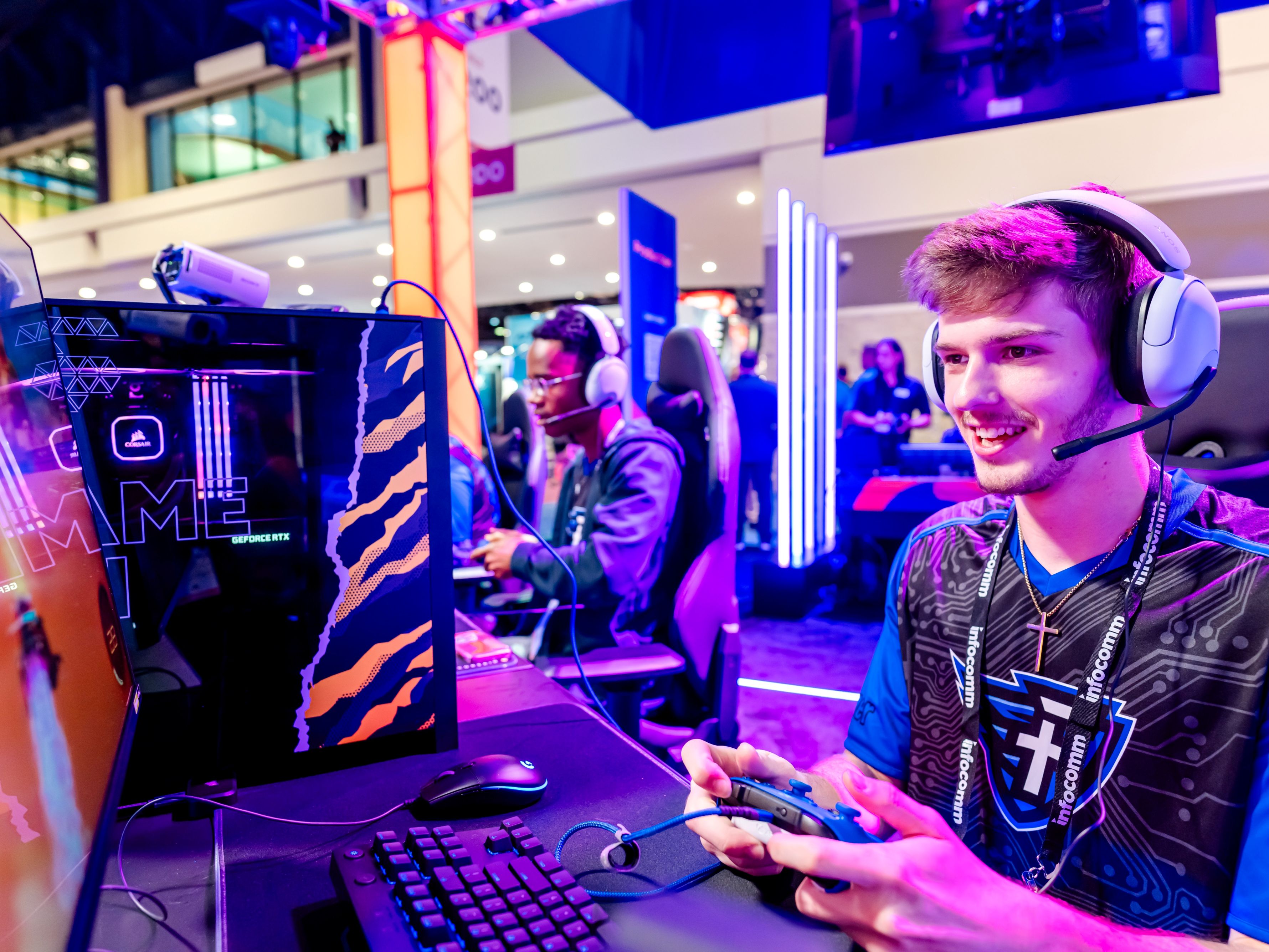 Man playing video game