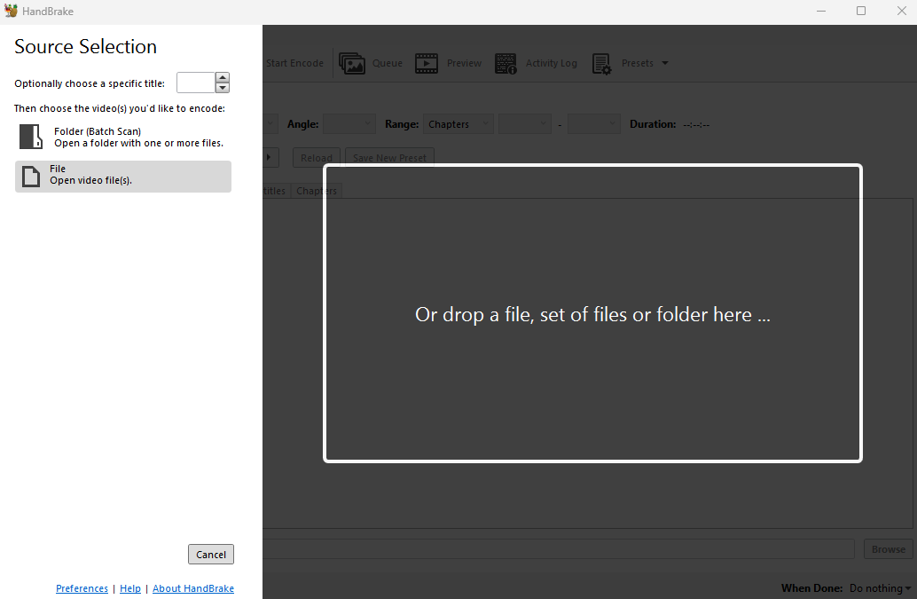 1.4 HandBrake main screen