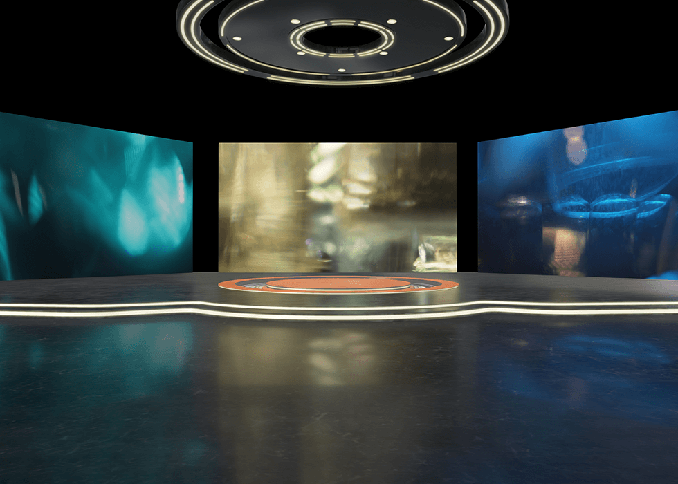 LED_volume LED screens in a virtual production studio