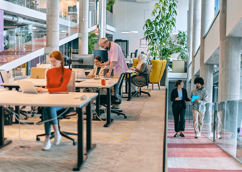 neurodiversity_in_the_workplace People working in colorful modern startup office