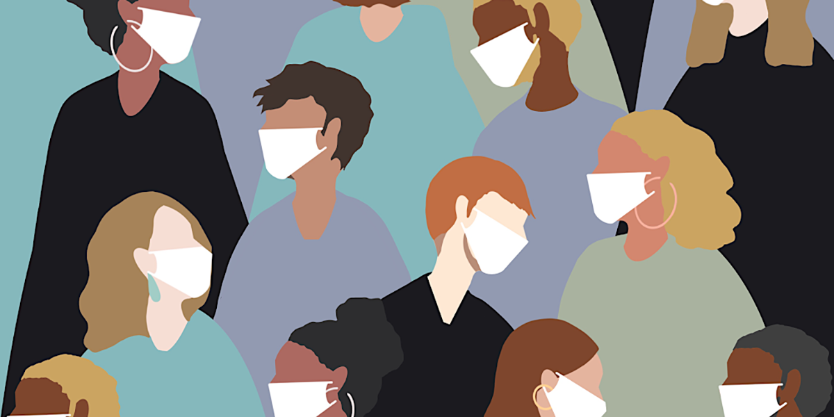 Illustration of people wearing masks | AVIXA