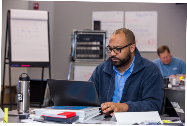 Man studying for AV information