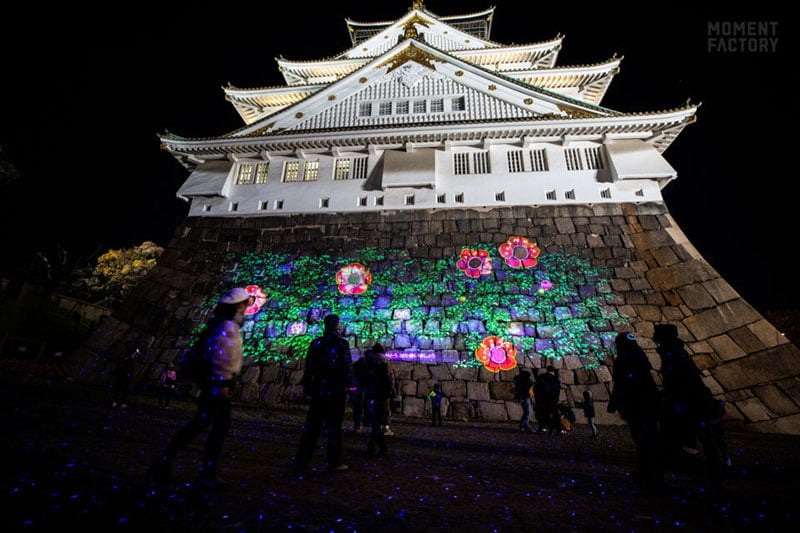 Projection mapping with the Panasonic projectors onto the base wall of Osaka Castle | AVIXA