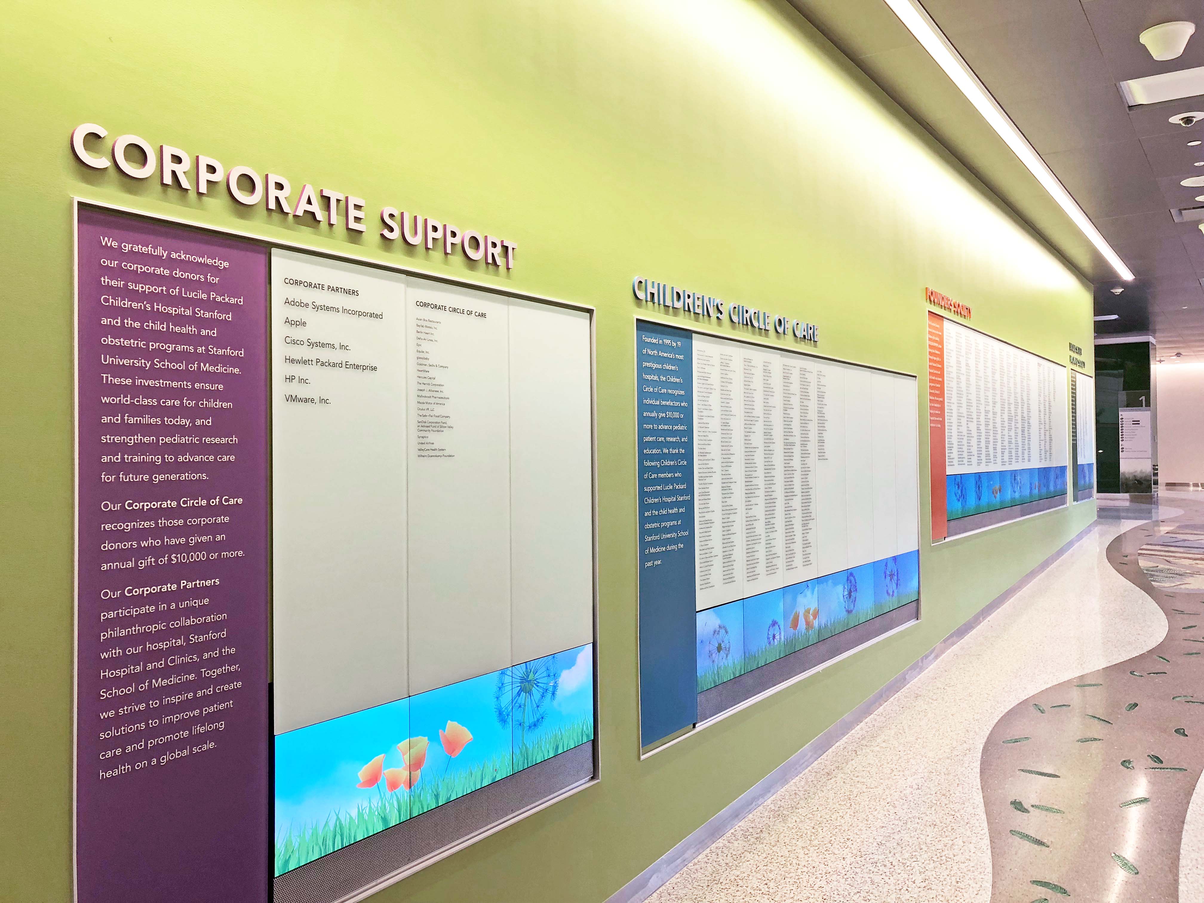 Lucille Packard Children’s Hospital interactive wall.
Exhibit Design by Clearstory, Inc.  Interactive programming and AV Integration by BBI Engineering, Inc.
Photo credit Clearstory, Inc | AVIXA